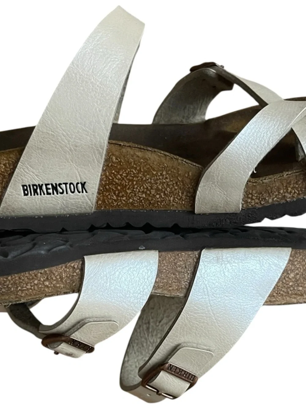 Birkenstock Mayari Pearl White Metallic Sandals‎ Size 37 Light Gold Strappy